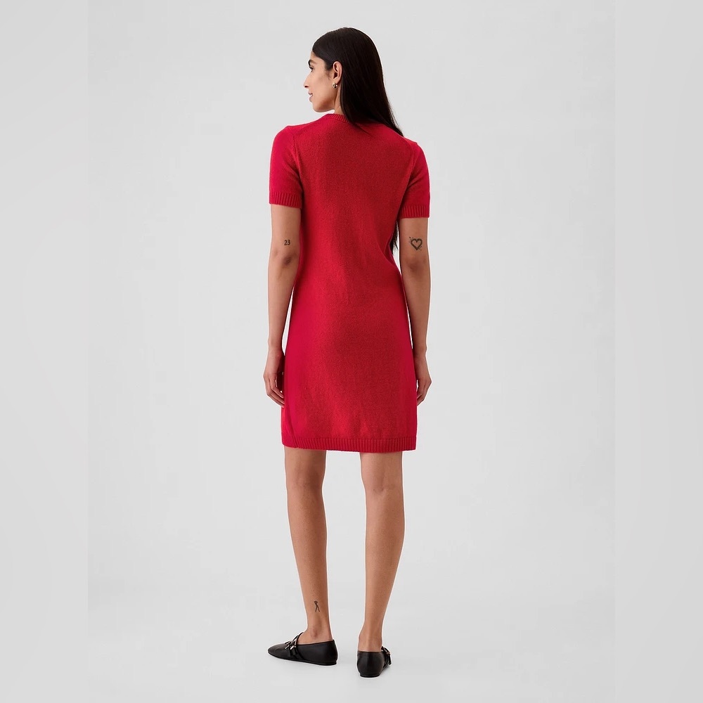 GAP CashSoft Mini Red Knit Short Sleeve Crewneck Sweater Dress Size Large NWT - Picture 4 of 11